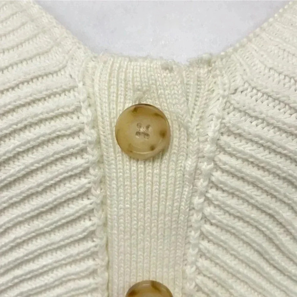 Anthropologie Knit Sweater Tank Top Sz XS Button Front Flutter Sleeve Ivory - Picture 5 of 10
